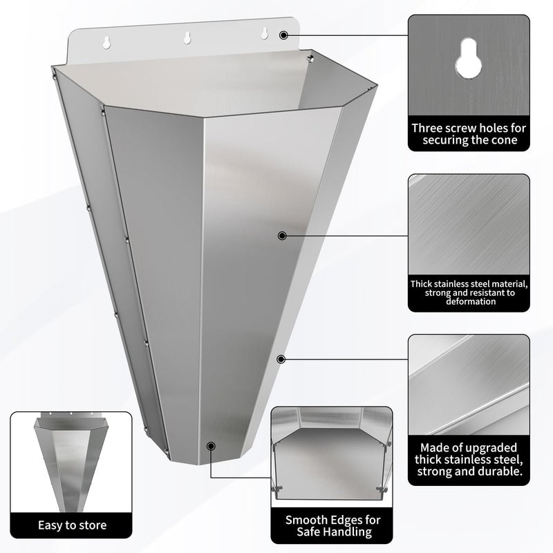 LavviTech Store Medium Chicken Kill Cone for Butchering, Stainless Steel Killing Cones with Safety Gloves, Flat-Back Design, for Processing Chickens, Ducks, Turkeys & Poultry up to 8 lbs (Silver) - Image 4